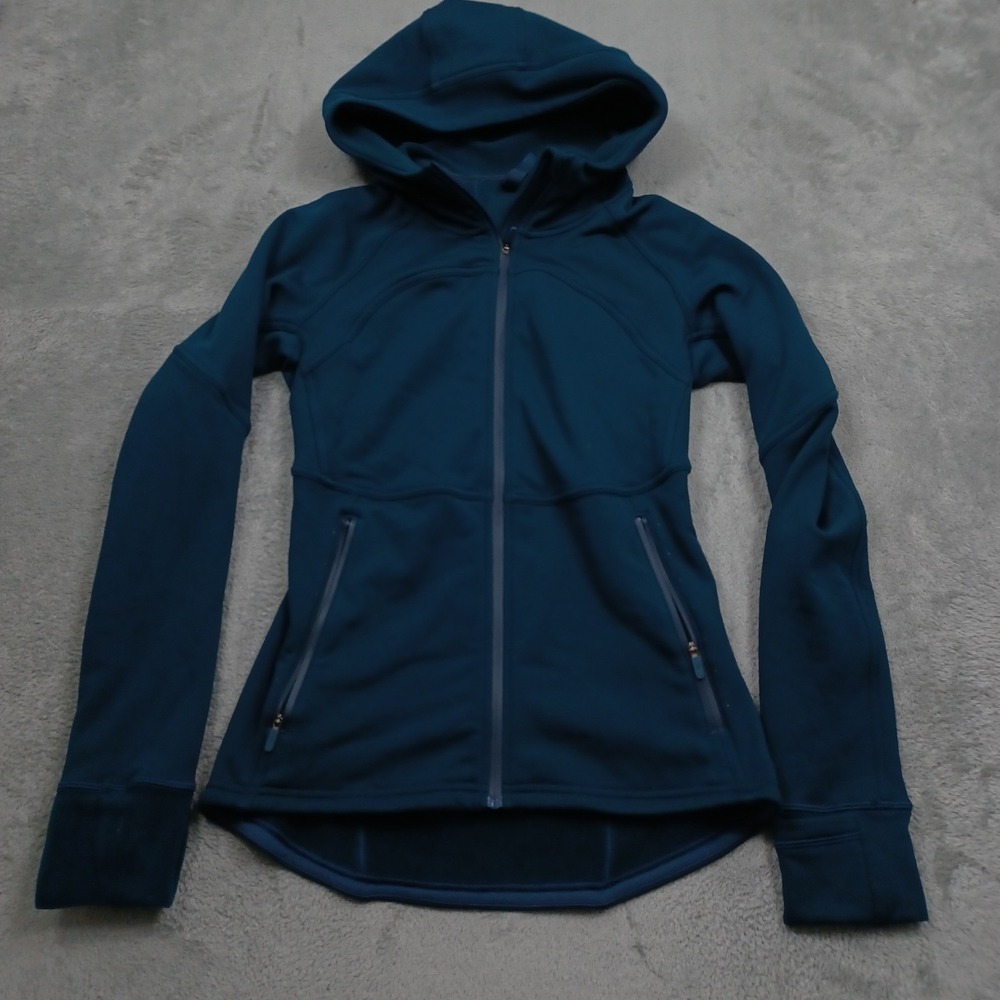 Lululemon Jacket Womens 6 Blue Fleece Flurry Hooded Full Zip Pockets
